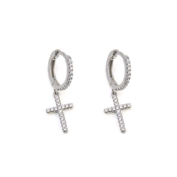 Cross Hoop Earrings with Zircon