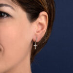 Cross Hoop Earrings with Zircon