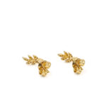 Olive Leaf Zirconia Stud Earrings - Sterling Silver and Gold Plated - Image 4
