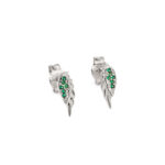 Angel Wing Green Zirconia Stud Earrings