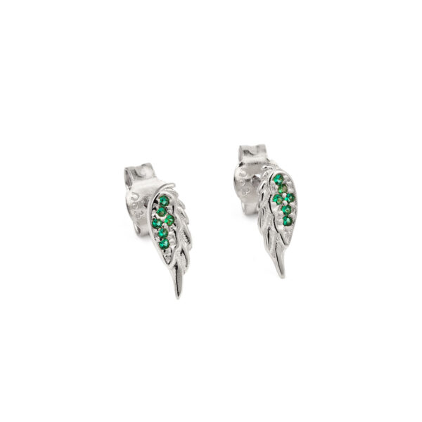 Angel Wing Green Zirconia Stud Earrings
