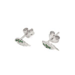 Angel Wing Green Zirconia Stud Earrings - Sterling Silver - Image 3