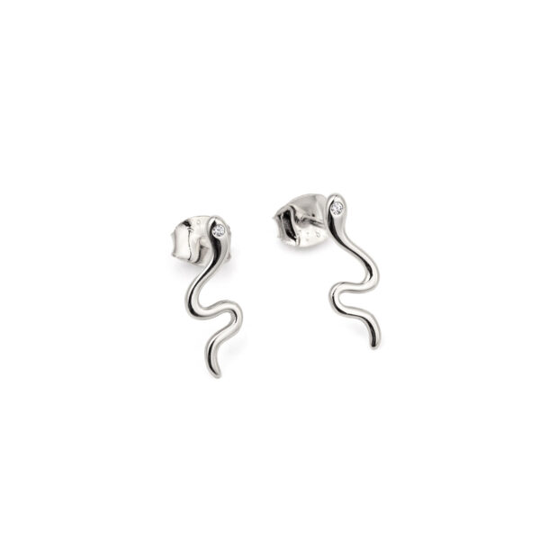 Tiny Snake Stud Earrings with Zircon