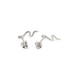 Tiny Snake Stud Earrings with Zircon - Sterling Silver - Image 3