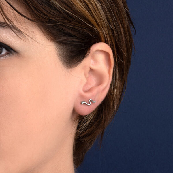 Tiny Snake Stud Earrings with Zircon
