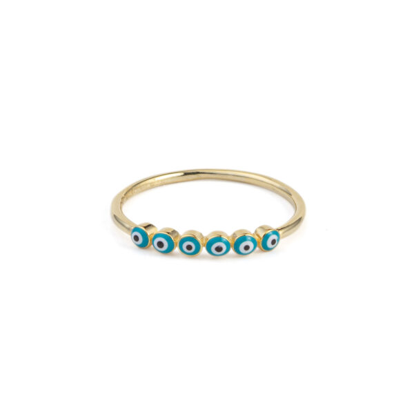 Sterling Silver and Gold Plated Turquoise Eyes Ring
