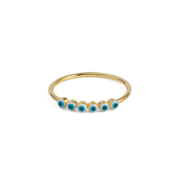Sterling Silver and Gold Plated Ring with Eyes
