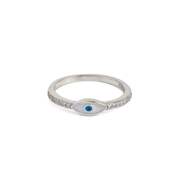 Tiny Eye Zirconia Ring - Sterling Silver
