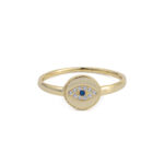 Sterling Silver and Gold Plated Round Eye Ring with Zircon
