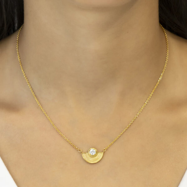 GREGIO Necklace silver 925 yellow gold plated with white zirconia