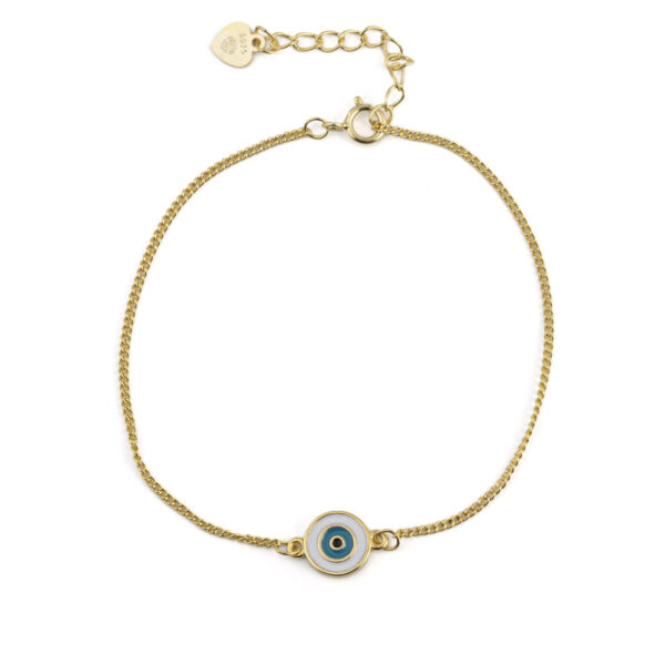 White Round Evil Eye Chain Bracelet