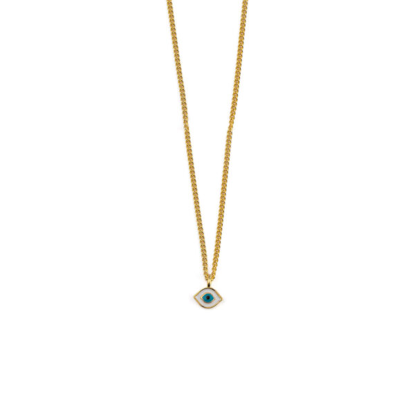 Evil Eye White Enamel Necklace