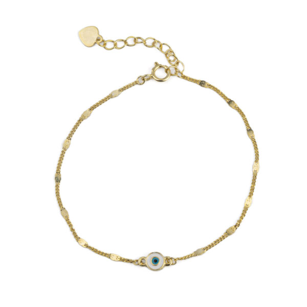 Tiny White Eye Chain Bracelet