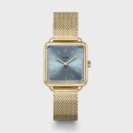 Cluse La Tétragone Watch Mesh stones Light Blue Gold Colour