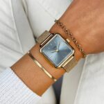 Cluse La Tétragone Watch Mesh stones Light Blue Gold Colour - Image 2