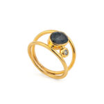 Δαχτυλίδι Κυκλικό με London Blue Topaz - Επιχρυσωμένο Ασήμι 925 - Image 3