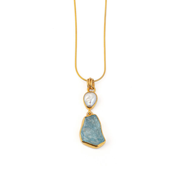 Blue topaz and Pearl Necklace