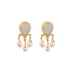 Moonstone and Pearl Dangle Earrings