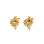 Aqua Chalcedony Stud Earrings - 925 Sterling Silver and Gold Plated - Image 3