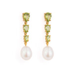 Peridot and Pearl Drop Earrings