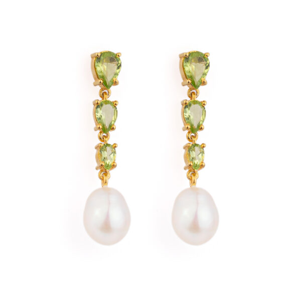 Peridot and Pearl Drop Earrings