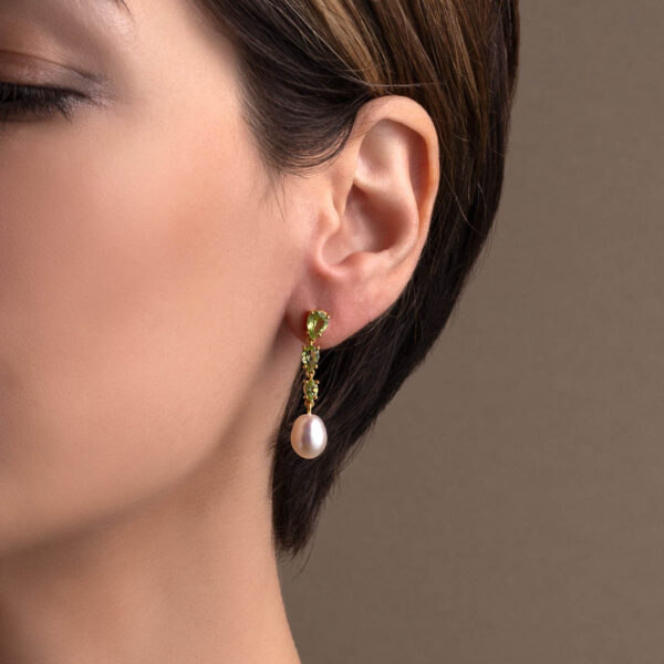 Peridot and Pearl Drop Earrings
