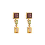 Garnet and Peridot Dangle Earrings