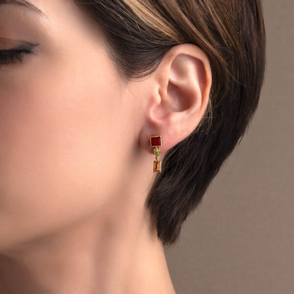 Garnet and Peridot Dangle Earrings