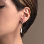 Blue Topaz Amethyst Pearl Drop Earrings