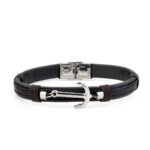 Anchor Leather Bracelet Stainless Steel