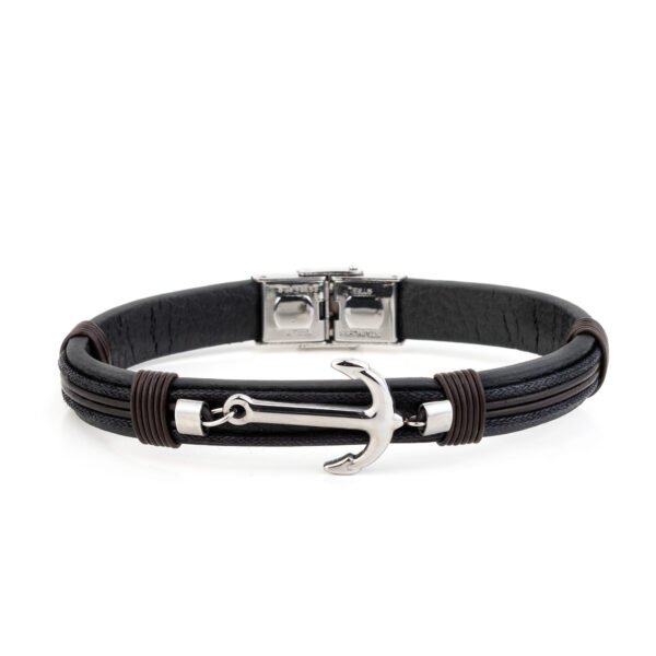 Anchor Leather Bracelet Stainless Steel