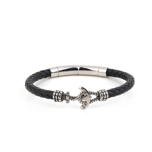 Anchor Leather Bracelet Stainless Steel