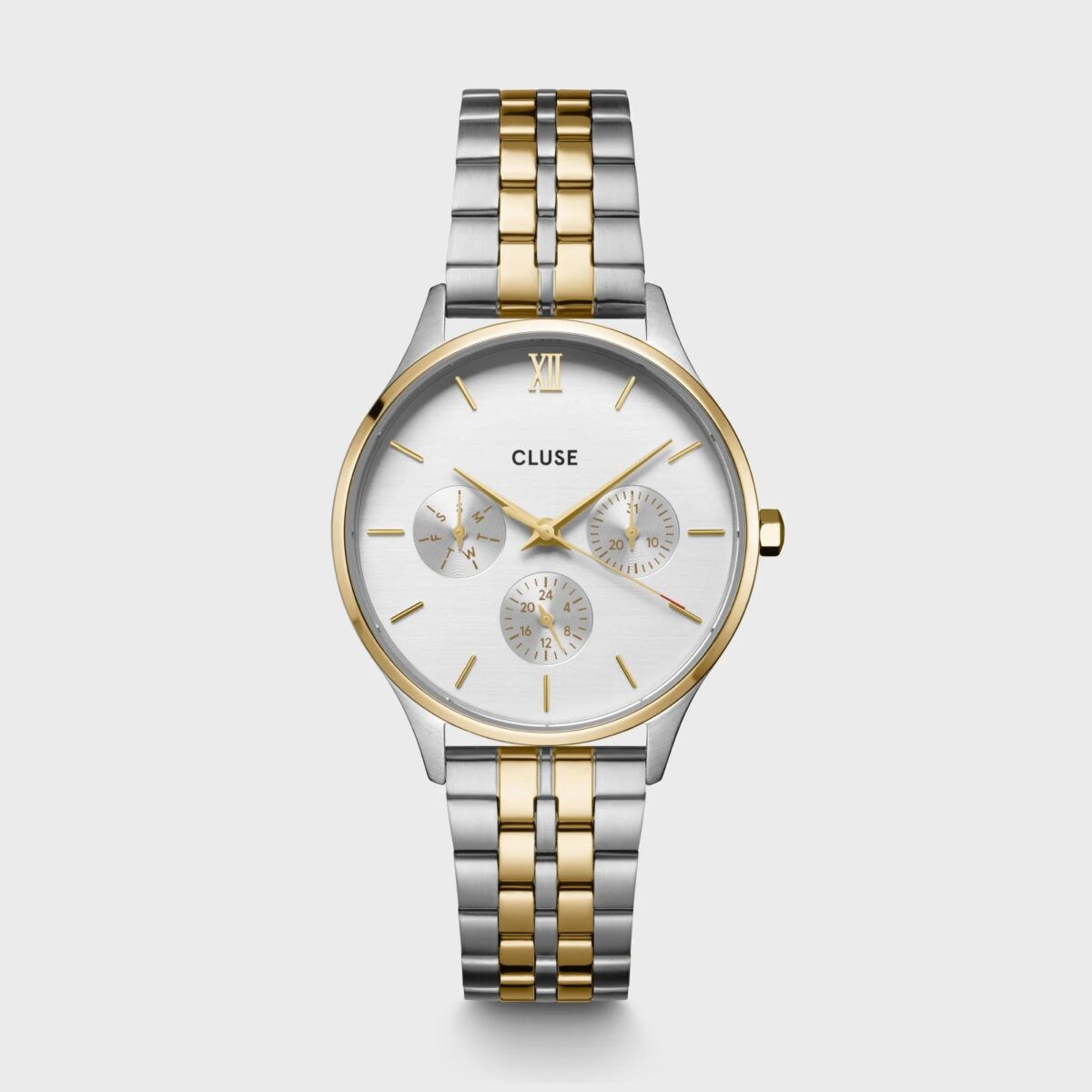 CW10704_frontal Cluse Minuit Multifunction Watch Steel Bicolour