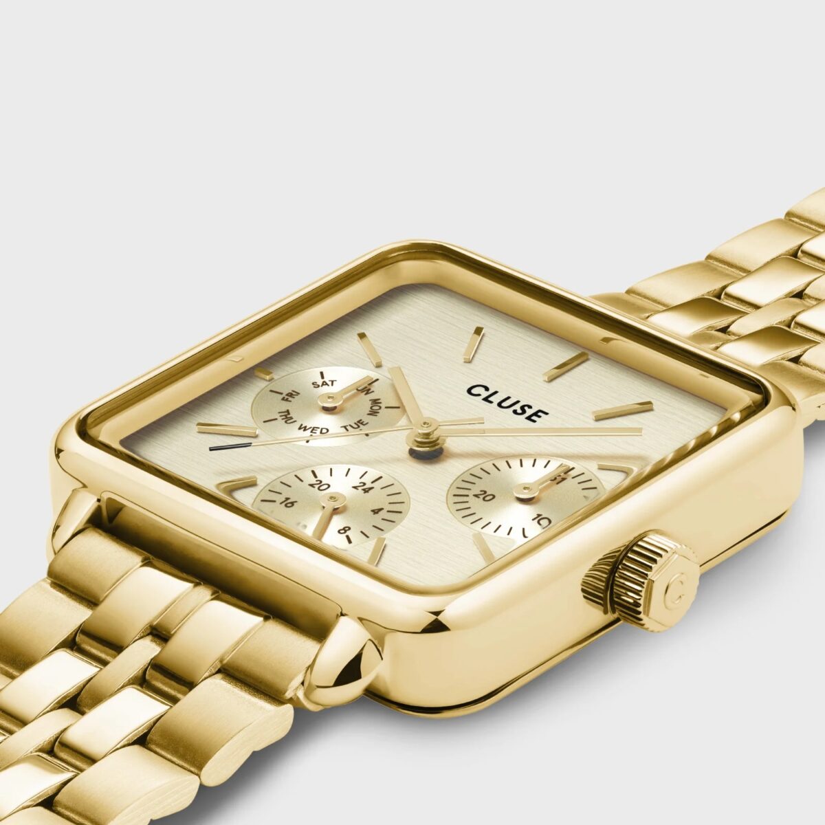 Cluse La Tétragone Multifunction Watch Steel Full Gold Colour