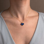 Lapis heart Necklace - 925 Sterling Silver and Gold Plated - Image 4