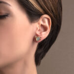 Aqua Chalcedony Stud Earrings - 925 Sterling Silver and Gold Plated - Image 2