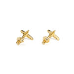 Cross Stud Zircon Earrings - Sterling Silver Gold Plated - Image 3