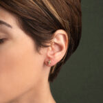 Cross Stud Zircon Earrings - Sterling Silver Gold Plated - Image 2