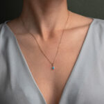 Μενταγιόν με Γαλάζια Πέτρα Σταγόνα - Χρυσό 14Κ - Image 2