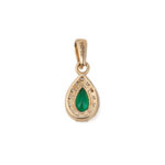 Teardrop Green Stone Pendant – 14K Gold - Image 3