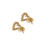 Heart Stud Zircon Earrings – 14K Gold - Image 3