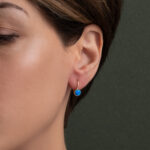 Blue Opal Round Earrings – 14K Gold - Image 2
