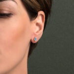 Blue Teardrop Stud Earrings – 14K Gold - Image 2
