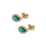 Green Teardrop Stud Earrings