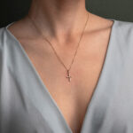 Cross Pendant with Zircon – 14K Gold - Image 2
