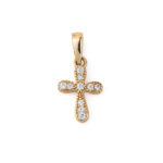 Gold Cross Pendant with Zircon Stones