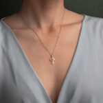 Cross with Zircon  – 14K Gold - Image 2