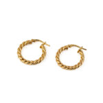 Twist Rope Hoop Earrings - 925 Sterling Silver and Gold Plated - Image 3