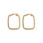 Rectangular Hoop Earrings - 925 Sterling Silver and Gold Plated - Image 5