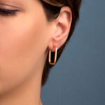 Rectangular Hoop Earrings - 925 Sterling Silver and Gold Plated - Image 2